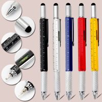 7 in1 Stylus Pen Multifunction Handheld Screwdriver Tool Ballpoint Pen Measure Technical Ruler Touch Screen Stylus Spirit Level Stylus Pens