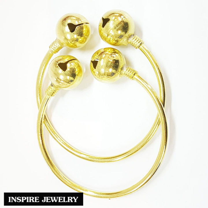 inspire-jewelry-กำไลข้อเท้าเด็ก-กระพรวนคู่โบราณ-ทองเหลืองอร่าม-กลมเกลี้ยง-ใช้งานดีและทนมาก-ขนาด-4-8-5-5cm-ประมาณ-3-เดือน-2-ขวบ