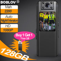 Boblov A22 Body Mini Action Police Camera HD 1080P 128GB 2200MAH Night Version Motion Detect หมุนแบบพกพาสวมใส่ได้กล้องตำรวจ DVR Video Recorder Bodycam Actioncam Motorcycle Dash Cam For Vlogging