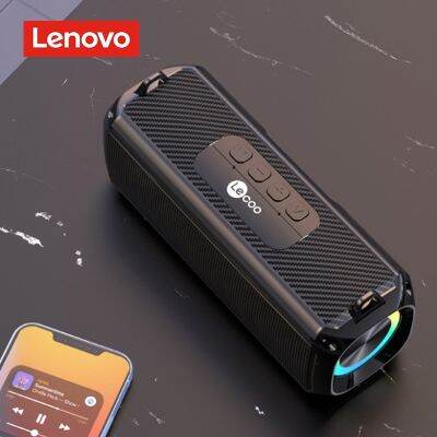 Lenovo แถบเสียงกลางแจ้งกันน้ำแบล็คไลท์ไฟ LED ลำโพงบลูทูธกำลังสูงสำหรับบรรยากาศปาร์ตี้เกมส์พีซีลำโพงขนาดเล็ก Som