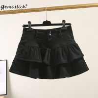 GEMUTLICH Women Denim Mini y Skirt Jeans High Waist Japan Style Ruffles Pleated Short Skirt New  S-9XL 38 40