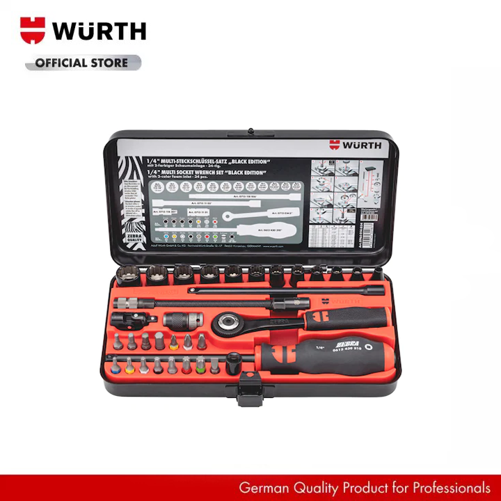 Wurth 1/4 Inch MultiSocket Wrench Set, Black Edition Lazada