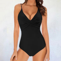 RUUHEE Swimsuit 2022 Push Up Swimwear Women Solid Bathing Suits Halter Summer Beachwear V Neck Tummy Control Monokini