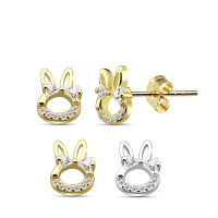 Rabbit design silver stud earring , rabbit ear stud ต่างหูกระต่ายเงิน ต่างหูกระต่ายเด็ก