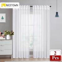 NICETOWN 2pcs White Tulle Sheer Curtains for Living Room Bedroom Window Dolly Curtain Office Decoration Modern Customize Cortina