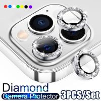3PCS/Set For IPhone 13 14 11 Pro Max Diamond Metal Camera Protector for IPhone 12 13 Mini Camera Protector Lens Protection Glass  Screen Protectors