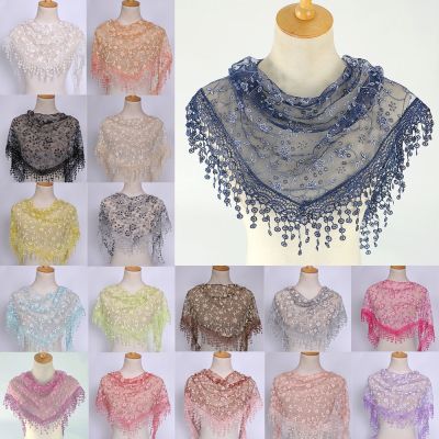 【CW】 Fashion Wrap Fringed Shawls Scarf Tassel Embroidery Scarves Hijab Bandana Prayer Kerchief Church