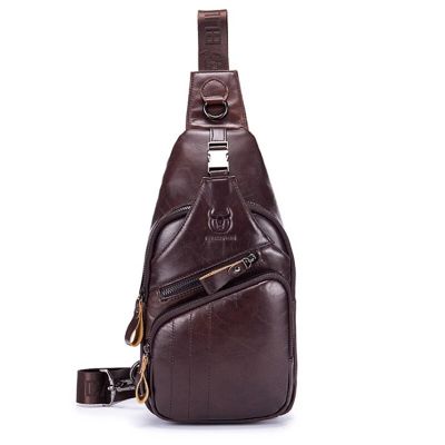 BULLCAPTAIN 2023 Genuine Leather Chest Bag Mens Fashion Style Casual Straddle Bag Business Large Capacity Leather Mens Luggage