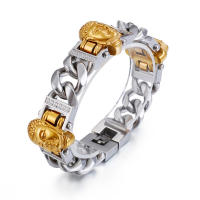 Gold Buddha 316L Stainless Steel Bracelets Men Amulet Link Bracelet