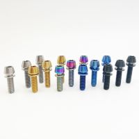 【COOL】 1ชิ้นไทเทเนียม Ti M5X16mm M5X18mm M5X20mm น็อตอัลเลน Hex จักรยานเรียวสกรูด้วยเครื่องซักผ้าอุปกรณ์เสริม