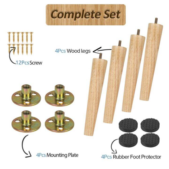 4ชิ้นความสูงขาเฟอร์นิเจอร์8-15-20ซม-ขาเฟอร์นิเจอร์ไม้เนื้อแข็งเอียงกรวยตู้เตียงโต๊ะขาเก้าอี้โซฟาเก้าอี้เปลี่ยนขา