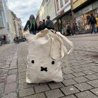 ? Boutique Popular Shop~ Spot Goods Germany Hema X Miffy Shopping Bag 2 Shoulder Strap Eco-Friendly Bag Thick Beige Embroidery 42*36