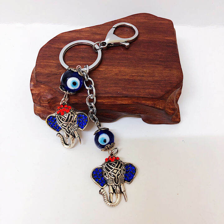 Ganesha Deity Lucky Elephant with Blue Evil Eye Keychain Lazada PH