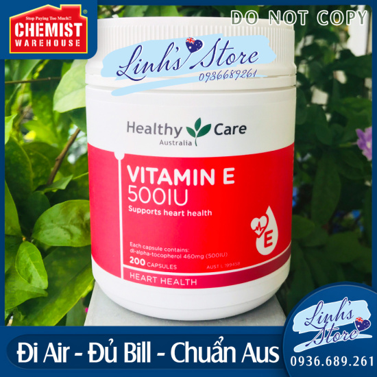Exp 08 2024 healthy care vitamin e 500iu - 200 viên chemist warehouse - úc - ảnh sản phẩm 1