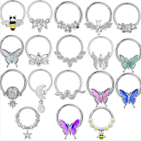 16G Butterfly Nose Ring Septum Clicker Piercings Bee Septum Hoop Jewelry Small Cartilage Tragus Helix Earring Stainless Steel Body jewellery