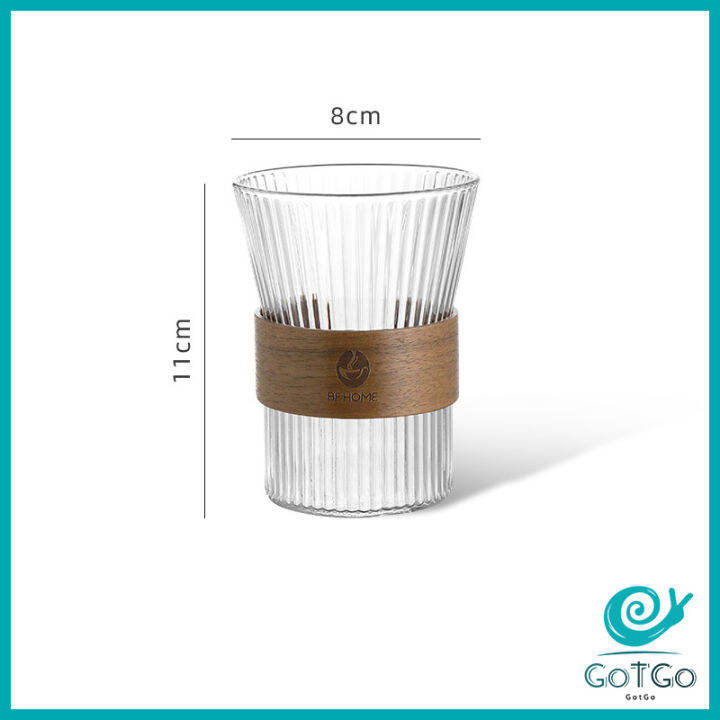 gotgo-ถ้วยน้ำผลไม้-แล้วใสลายจีบถี่-ถ้วยกาแฟ-ถ้วยนม-glass-cup