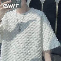 GWIT การออกแบบเฉพาะระดับไฮเอนด์ของผู้ชายรูปแบบวาฟเฟิลหลวมเสื้อยืดแขนสั้นเสื้อแจ็คเก็ตอเนกประสงค์ GIT058