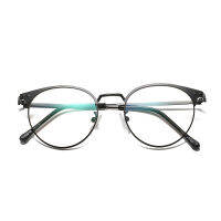 Bluelight-blocking Glasses Flat Lens with Discoloration Retro Style Round Thin Frame for Computer Workers Outdoors AC889