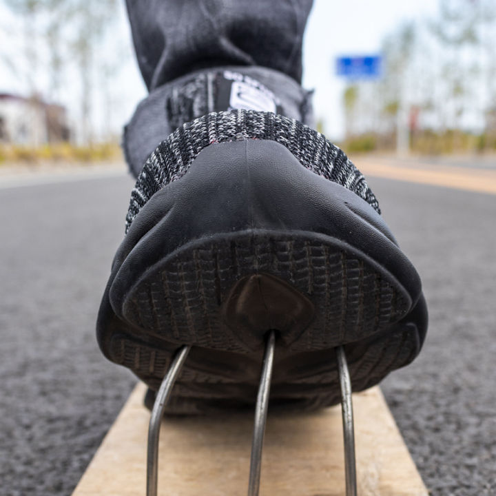 รองเท้าความปลอดภัยในการก่อสร้างกันแตกสำหรับผู้ชาย-รองเท้าผ้าใบหัวเหล็กรองเท้าสำหรับทำงานก่อสร้างระบายอากาศได้ดี