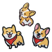 HAO CHENG น่ารักสำหรับเสื้อผ้าป้าย Corgi Dachshund Corgi แพทช์ตกแต่งเครื่องแต่งกายลายสุนัขเย็บปักผ้า