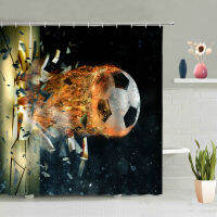 Football Field Shower Curtain Baseball Sport Green Lawn Competitive Ball Game Bathroom Waterproof Hanging Curtains Screen Decor