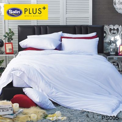 (ครบเซ็ต) Satin Plus ผ้าปูที่นอน+ผ้านวม สีขาว WHITE PS005 (เลือกขนาดเตียง 3.5ฟุต/5ฟุต/6ฟุต) #ซาตินพลัส เครื่องนอน ชุดผ้าปู ผ้าปูเตียง ผ้าห่ม