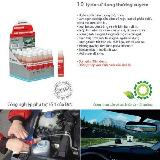 Hcm siêu sạch nước rửa kính ô tô wurth rapid windscreen cleaner 32ml - ảnh sản phẩm 5