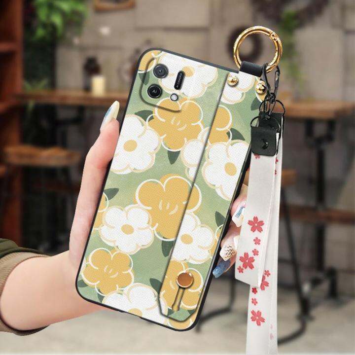 new-arrival-painting-flowers-phone-case-for-oppo-a16k-a16e-silicone-original-dirt-resistant-shockproof-cartoon-lanyard