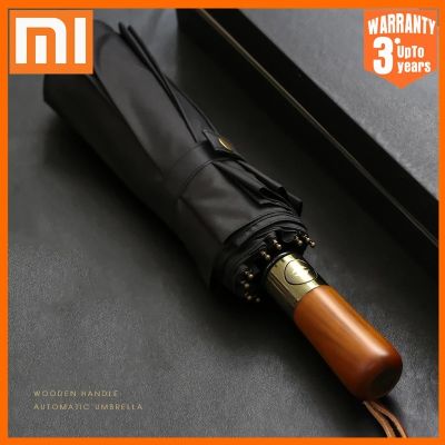 Xiaomi Automatic Umbrella Rain Double Layer Windproof Men Business Style Big Umbrella 115cm Large Golf Umbrellas Wooden 10K