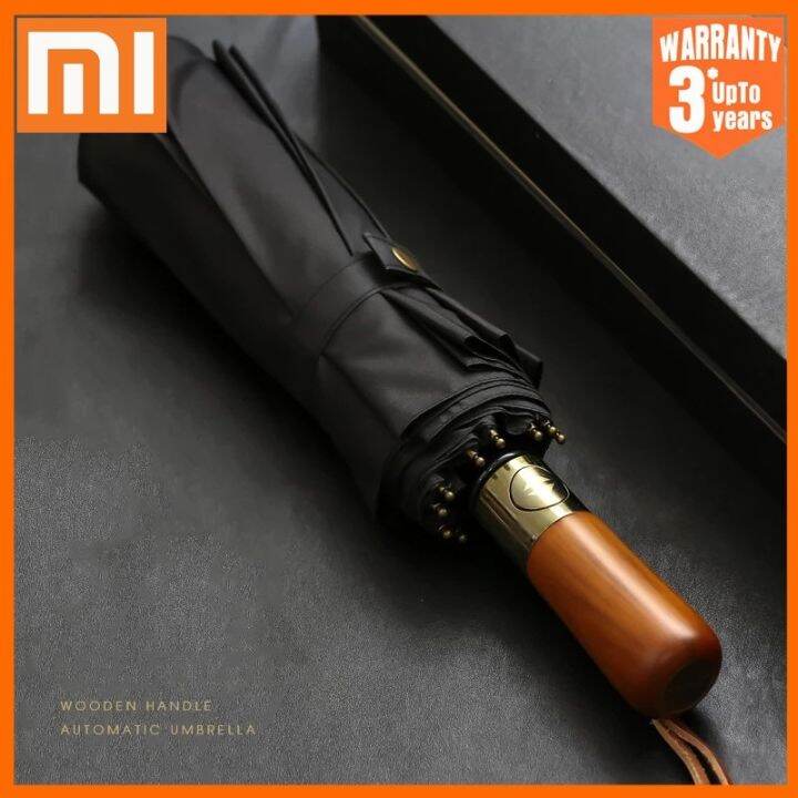 xiaomi-automatic-umbrella-rain-double-layer-windproof-men-business-style-big-umbrella-115cm-large-golf-umbrellas-wooden-10k