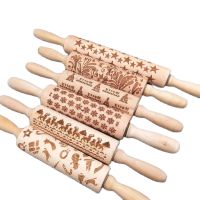 Cartoon Animal Pattern Rolling Pin Laser Engraving Flour Stick Christmas Cookie Rolling Stick Bread  Cake Cookie Accessories