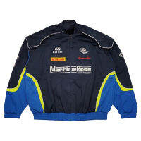 เสื้อคลุมหลวมๆลาย Martine Rose 23fw สำหรับผู้ชายและผู้หญิงคุณภาพดีที่สุด Blue Racing Suit Overcoat Coat