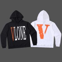 VLONE Beijing Limited Orange Big V Loose Casual Threaded Bottom Hooded Sweater Hoodie Men and Women