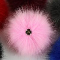 12cm Fox Fur Pom Poms Balls with Button For Hats  Scarves Bags Clothes DIY Jewelry Accessories Fluffy Pompoms Balls Headbands