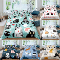 Home Textile Cartoons Cute Cat Quilt Cover Duvet Cover Pillow Case Boy Girl 23Pcs Bedding Set King Queen Twin Size