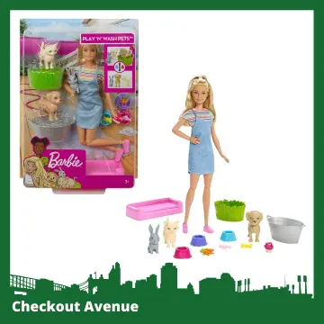 Barbie Play 'N Wash Pets Doll & Playset with 3 Color-Change