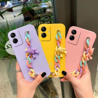 เคสโทรศัพท์มือถือ Samsung Galaxy A05 S23 A05S M34 5G 2023ใหม่สีสันสดใสรู้สึกได้ถึงผิวเคสโทรศัพท์ TPU นุ่มพร้อมสร้อยข้อมือแฟชั่นสีรุ้งป้องกันฝาหลังกันกระแทก