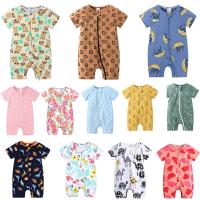 2 New Baby Romper Cute Onesie 0-24M Pajama Cotton Baby Boy Girl Clothes Newborn Zipper Footies Jumpsuit Short-Sleeve Baby Clothing