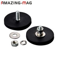 9KG Neodymium Anti-scratch Magnet Disc With Rubber Costed D43x6mm M6 Male Thread LED Light Camera Mounting Base Magnetic Pot