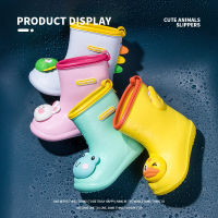 Cute Rain Boots For Kids Rubber Boots Cartoon Kids Water Shoes Pvc Waterproof Anti-slip Outdoor Warm Winter2023