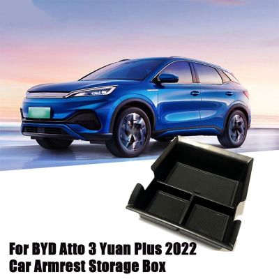 For BYD Atto 3 Yuan Plus 2022-2023 Car Accessories Car Center Console Btorage Box Armrest Box Storage Tray Black