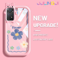 Jjlingji เคสสำหรับ Xiaomi Redmi Note 11 Pro Note 5G Note 11e Pro แฟชั่นลายดอกไม้สดสีสันสดใสรูปมอนสเตอร์ตัวน้อยน่ารักนิ่มสำหรับเลนส์กันกระแทกแบบใสเคสมือถือความคิดสร้างสรรค์โปร่งใสเรียบง่ายฝาครอบป้องกันซิลิโคน