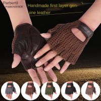 Leather Fingerless Gloves Mesh Motocross Fishnet Car Driving Tactical Gloves Motorcycle Accessories Work Cycling Men 39;s Gloves