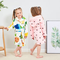 Boys Girls Hooded Bathrobe Towel Cotton Flannel Pajamas Bath Robes Childrens Baby Clothes Sleepwear Cartoon Nightgown for Kids