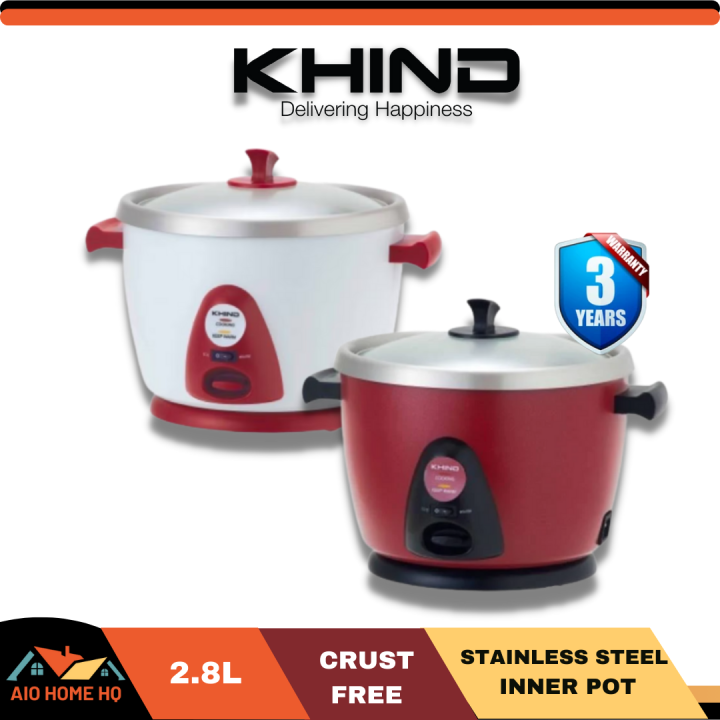 Khind Anshin Rice Cooker 2.8L RC128M Stainless Steel Pot Lazada