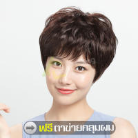 วิกผมสั้น Short wig ผมปลอม วิกผม Wig มีหน้าม้า วิกผมปลอม วิกผมผู้หญิง วิกผมสั้นลอน แบบครอบศีรษะ เหมือนจริง มี 3 สีฟรีตาข่ายคลุมผม