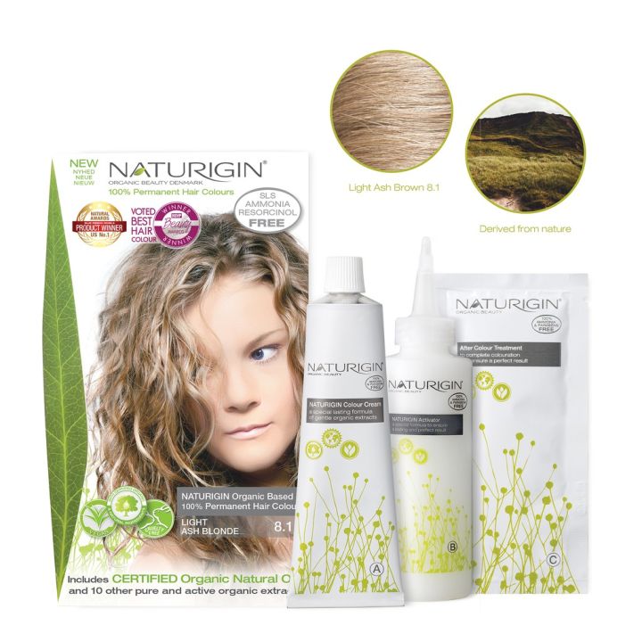 naturigin-8-1-light-ash-blonde-permanent-organic-hair-color-dye-ไลท์แอชบลอนด์-8-1-สีผมออร์แกนิค-นำเข้าจากเดนมาร์ก-115-ml