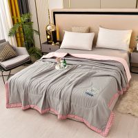 Skin-friendly Brushed Embroidery Summer Quilt AB Side Quilting Blanket Thin Quilt Single Double Bed Fashion Napping Cover