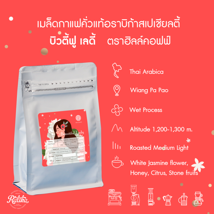 ratika-beautiful-lady-coffee-เมล็ดกาแฟคั่ว-อราบิก้าสเปเชียลตี้-บิวตี้ฟูล-เลดี้