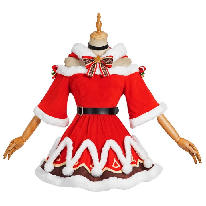 cos-imitation-genshin-impact-คอสเพลย์เครื่องแต่งกายผู้หญิง-barbara-วิกผมคริสต์มาส-antlers-furry-ชุดอะนิเมะเกมบทบาทเล่นสีแดงคุณภาพสูงเสื้อผ้า